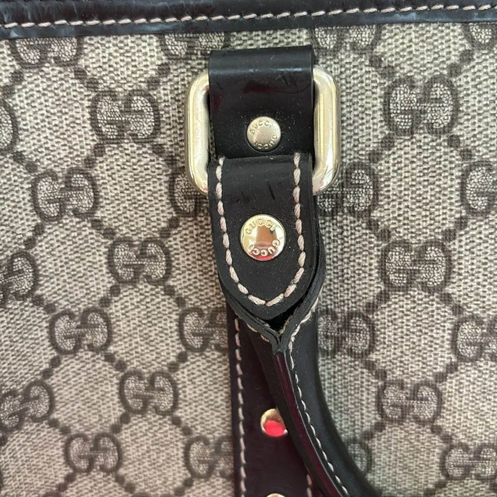 GUCCI GG C Canvas Limited Edition Heart Pattern Boston Bag Brown Leather NWOT - Picture 11 of 15